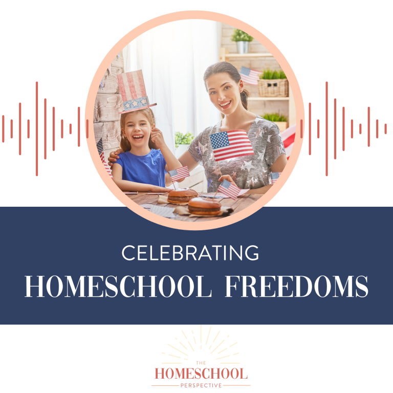 celebrating homeschool freedom podcast title graphic